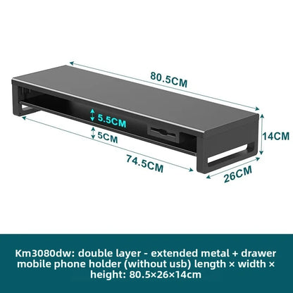🖥️ Purilite Select™ Metal Monitor Riser with Dual-Layer Drawer & Wireless Charging