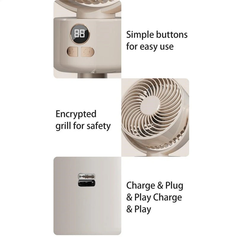 Purilite Select – 3600mAh Rechargeable Camping Fan with Tripod &amp; Auto Head-Shaking