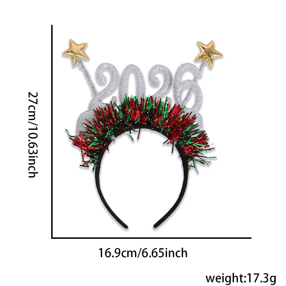 Purilite Select 2026 Christmas Star Color Strip Headband – Creative New Year’s Eve Party Accessory | Festive Digital Holiday Hairband for Women