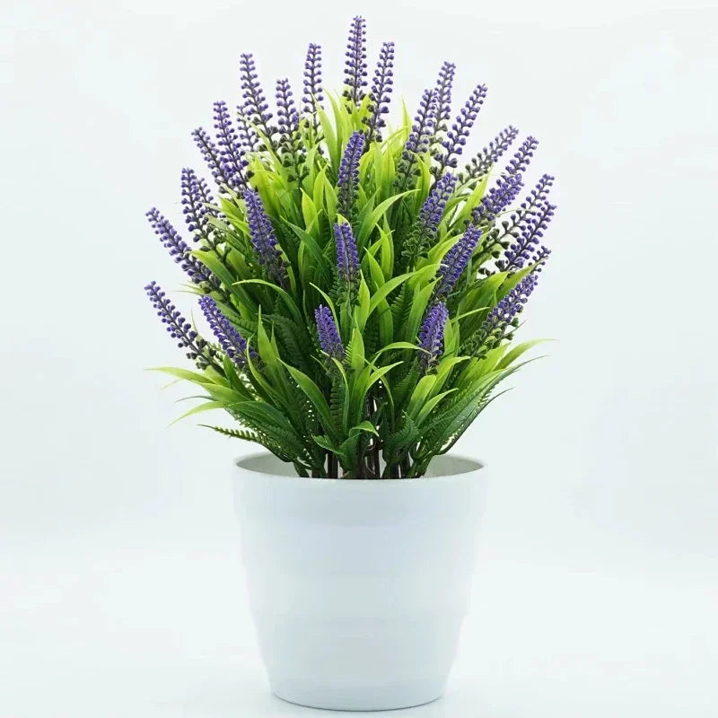 Purilite Select Artificial Lavender Potted Plant – Realistic Faux Lavender Bonsai for Home Office Desk Décor, Indoor Decorative Flower Arrangement - PuriLite