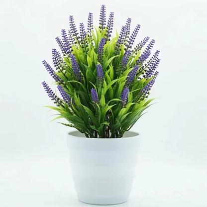 Purilite Select Artificial Lavender Potted Plant – Realistic Faux Lavender Bonsai for Home Office Desk Décor, Indoor Decorative Flower Arrangement - PuriLite