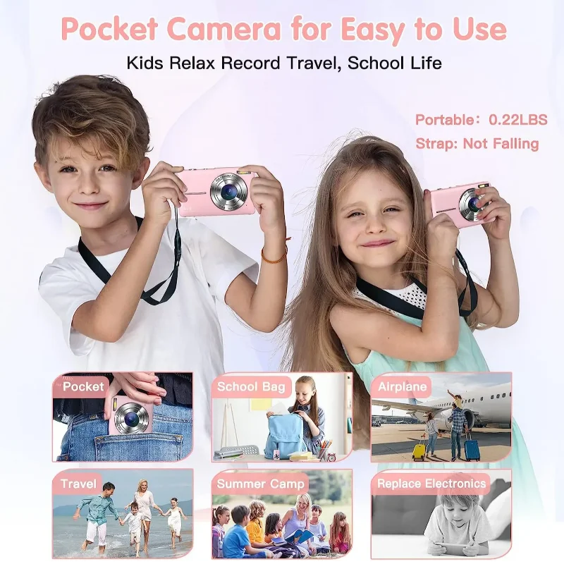 Purilite Select 44MP 1080P Digital Kids Camera with 16x Zoom for Travel & Vlogging