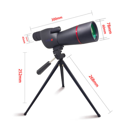 Purilite Select 25-75X High Power Zoom Monocular Telescope with 60mm Objective Lens, Phone Adapter and Tripod for Bird Watching, Camping and Outdoor Viewing