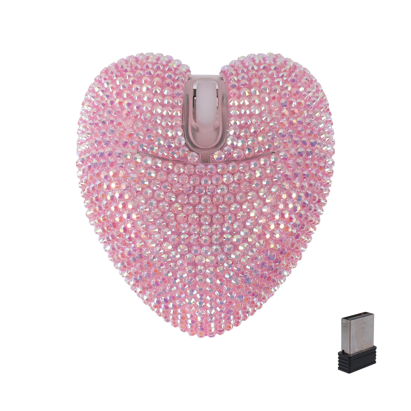Purilite Select | Wireless Pink Dual-Mode Diamond Heart Mouse | Type-C Rechargeable Bluetooth Optical Ergonomic Mouse | Cute Mini Heart-Shaped Laptop Mouse for Girls