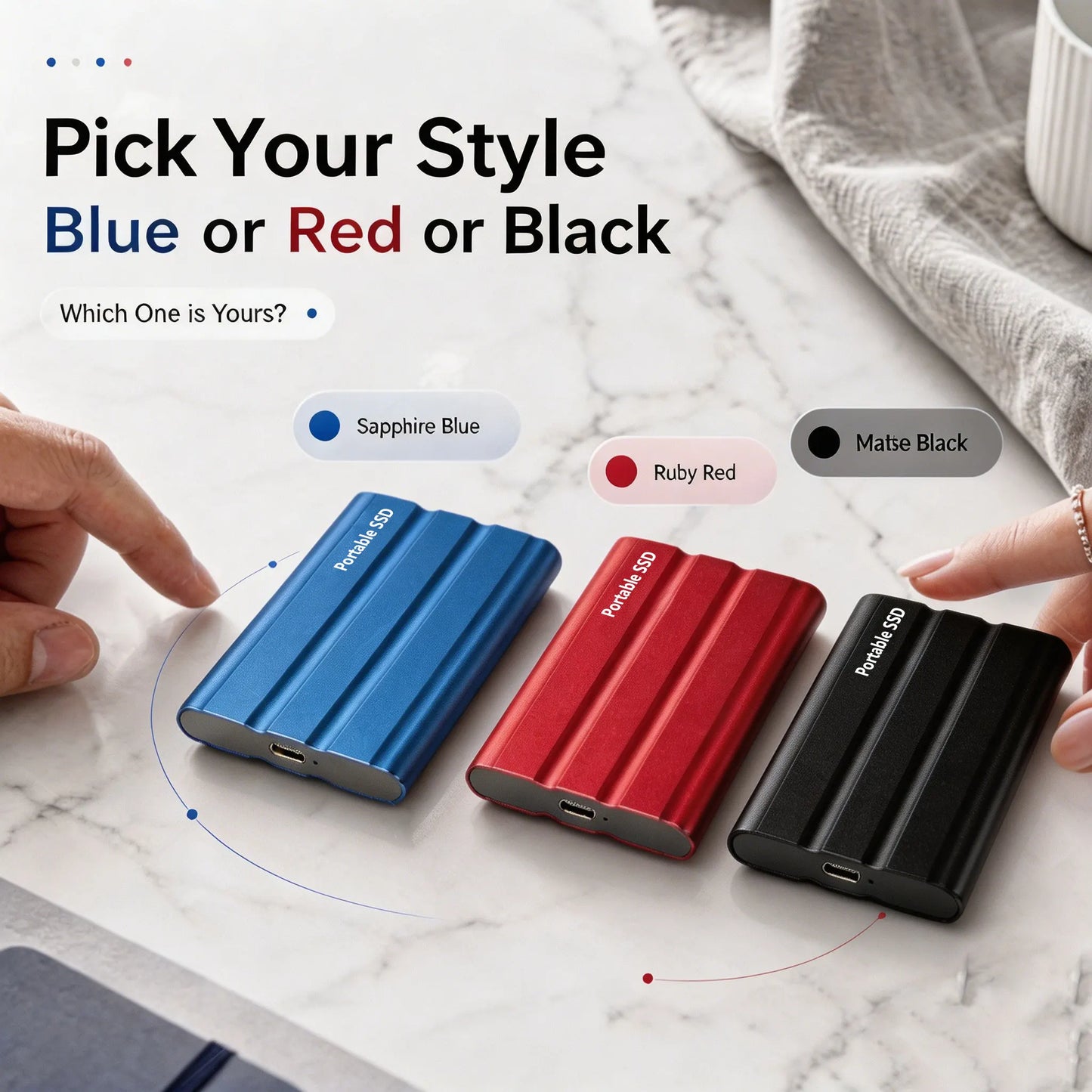 Purilite Select Portable External SSD USB 3.1 Type-C High-Speed Solid State Drive 1TB, 2TB, 4TB, 8TB, 12TB, 16TB, 32TB, 64TB & 128TB for Laptop, Desktop, Windows, macOS & Android