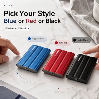 Purilite Select Portable External SSD USB 3.1 Type-C High-Speed Solid State Drive 1TB, 2TB, 4TB, 8TB, 12TB, 16TB, 32TB, 64TB & 128TB for Laptop, Desktop, Windows, macOS & Android