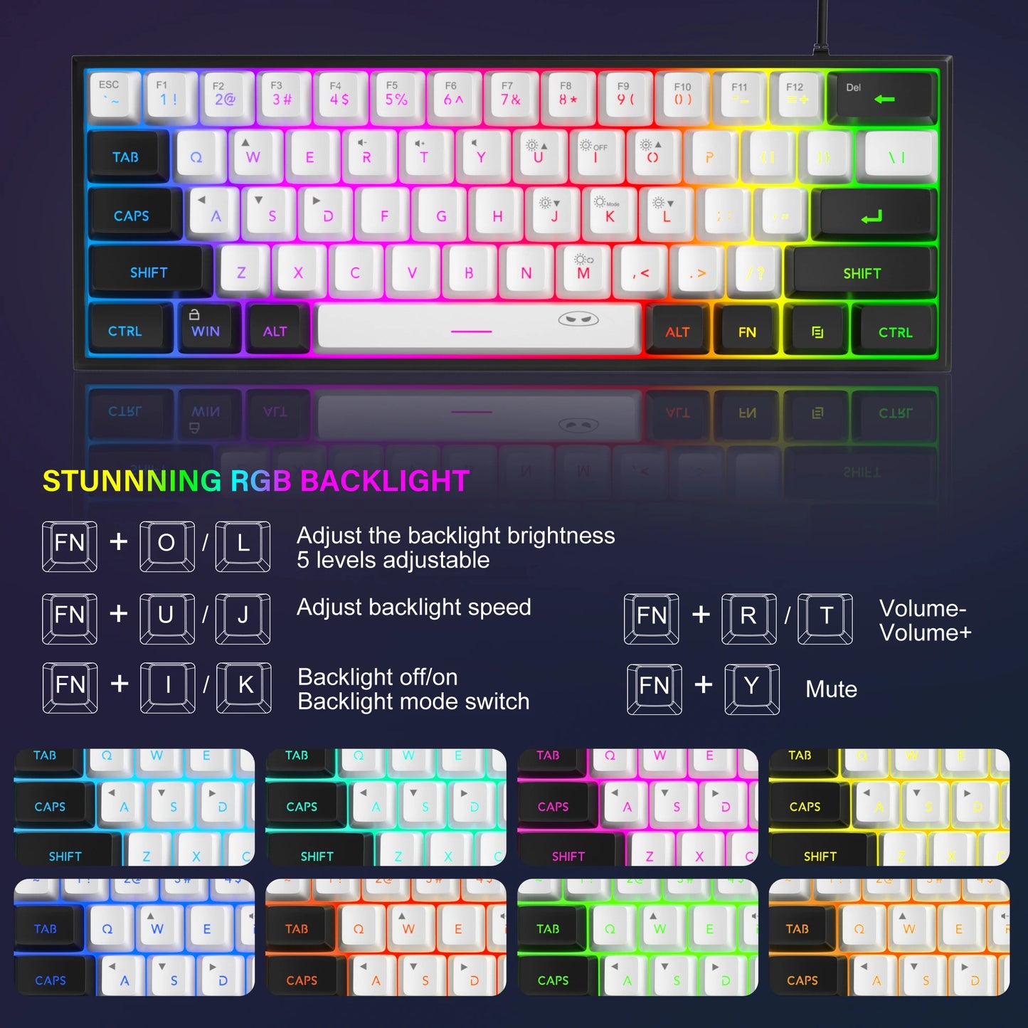 Purilite Select TS91 60% Compact RGB Backlit Wired Keyboard