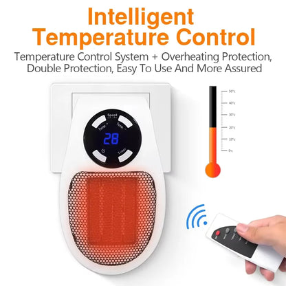 500W Portable Heater Electric Heater Plug in Wall Room Heater Home Appliance Heating Stove Mini Radiator Remote Warmer Machine