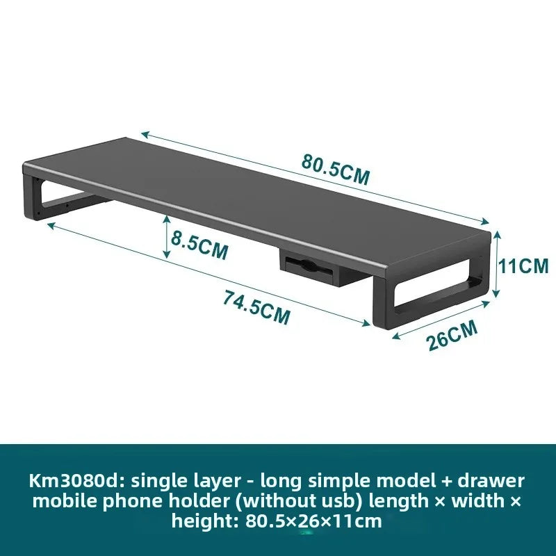 🖥️ Purilite Select™ Metal Monitor Riser with Dual-Layer Drawer & Wireless Charging