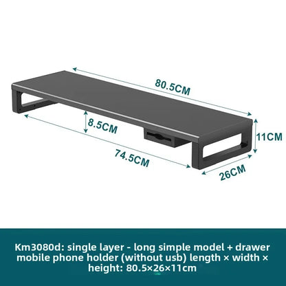 🖥️ Purilite Select™ Metal Monitor Riser with Dual-Layer Drawer & Wireless Charging