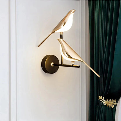 Purilite Select Nordic Golden Bird LED Light – Nordic Bird Wall Light – Modern Metal Bird Shaped Wall Lamp for Bedroom, Living Room, Bar & Bedside