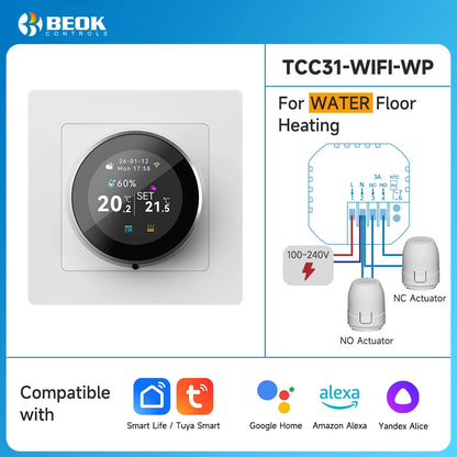 WiFi Smart Knob Thermostat For Water Gas Boiler Electric Heating Temperature Controller Works With Tuya Alexa Google Home