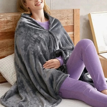 USB Electric Heated Blanket 9 Heated Areas Fast Heating Shawl 3 Heating Level Coral Fleece Heated Blanket Shawl for Outdoor Home