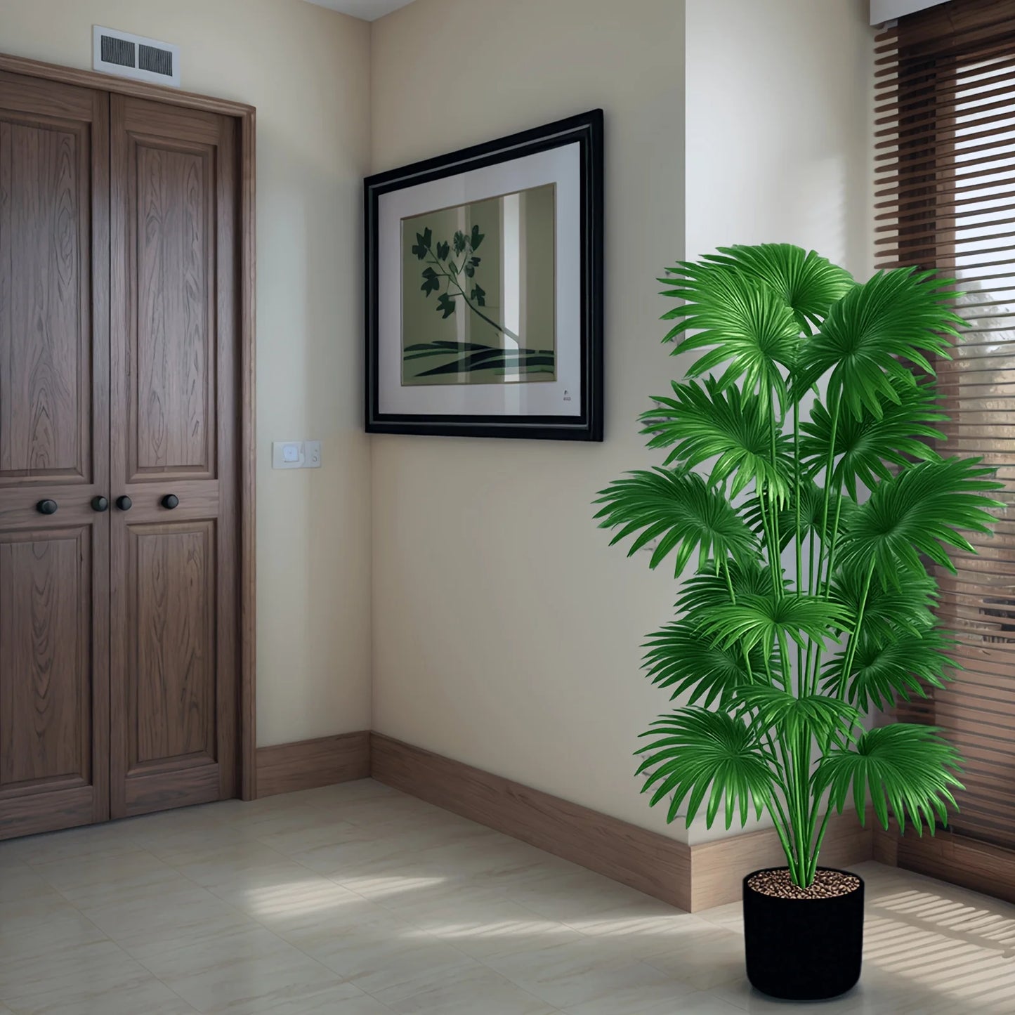 Purilite Select 43.3-Inch Artificial Palm Tree – Large Faux Tropical Plant for Indoor Outdoor Home and Event Decor (No Pot) - PuriLite