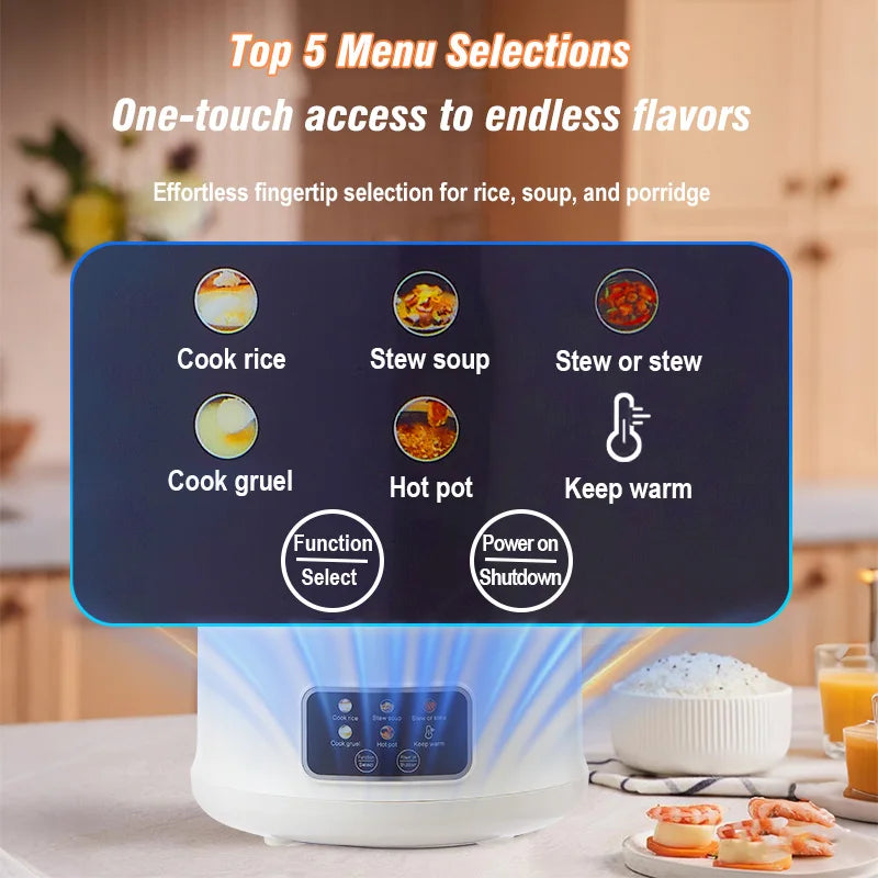 1.8L Micro Pressure Rice Cooker for 1-2 People, Multifunctional Household Hot Pot, Porridge, Soup, Electric Rice Cooker 220V - PuriLite