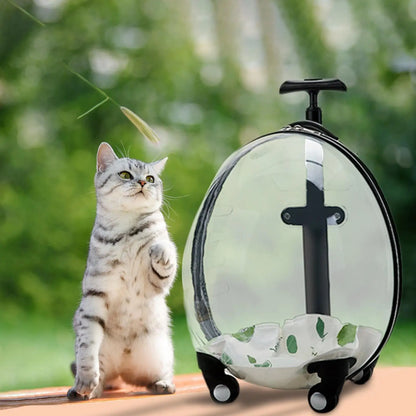 Purilite Select Transparent Pet Carrier Trolley Case – Rolling Cat Backpack Capsule for Travel, Walking & Outdoor Use - PuriLite