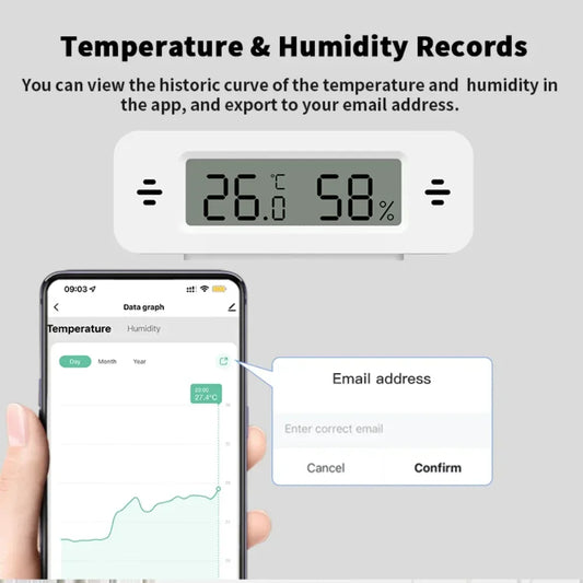 Tuya WiFi Mini Temperature Humidity Smart Home Thermometer Hygrometer w/ App Remote, Alarm, Google Home, Yandex, Alexa.