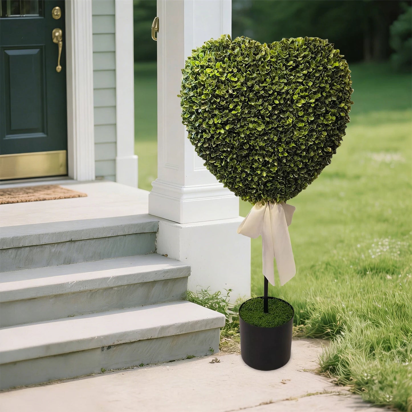 Purilite Select 29 Inch Heart Shaped Faux Boxwood Topiary Tree with Pot – Romantic Artificial Greenery Plant for Wedding, Valentine’s Day, Anniversary and Home Garden Décor - PuriLite