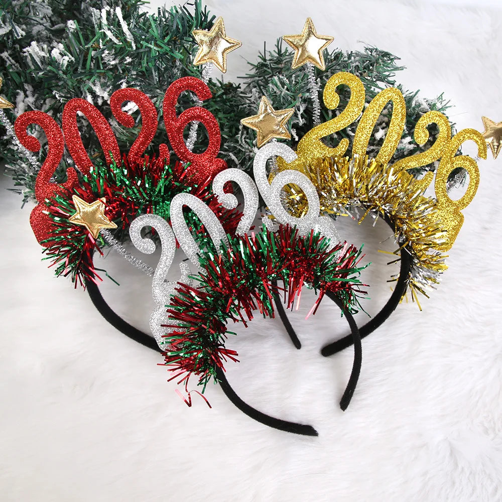 Purilite Select 2026 Christmas Star Color Strip Headband – Creative New Year’s Eve Party Accessory | Festive Digital Holiday Hairband for Women