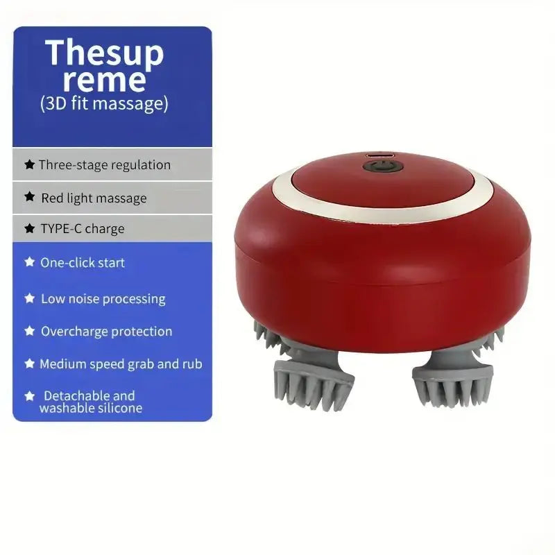 Purilite Select Advanced Head Massager with Red Light Therapy – Deep Kneading Scalp Care with Adjustable Speed & Soft Silicone Nodes