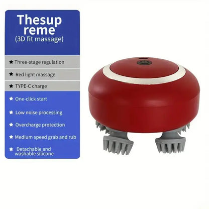 Purilite Select Advanced Head Massager with Red Light Therapy – Deep Kneading Scalp Care with Adjustable Speed & Soft Silicone Nodes
