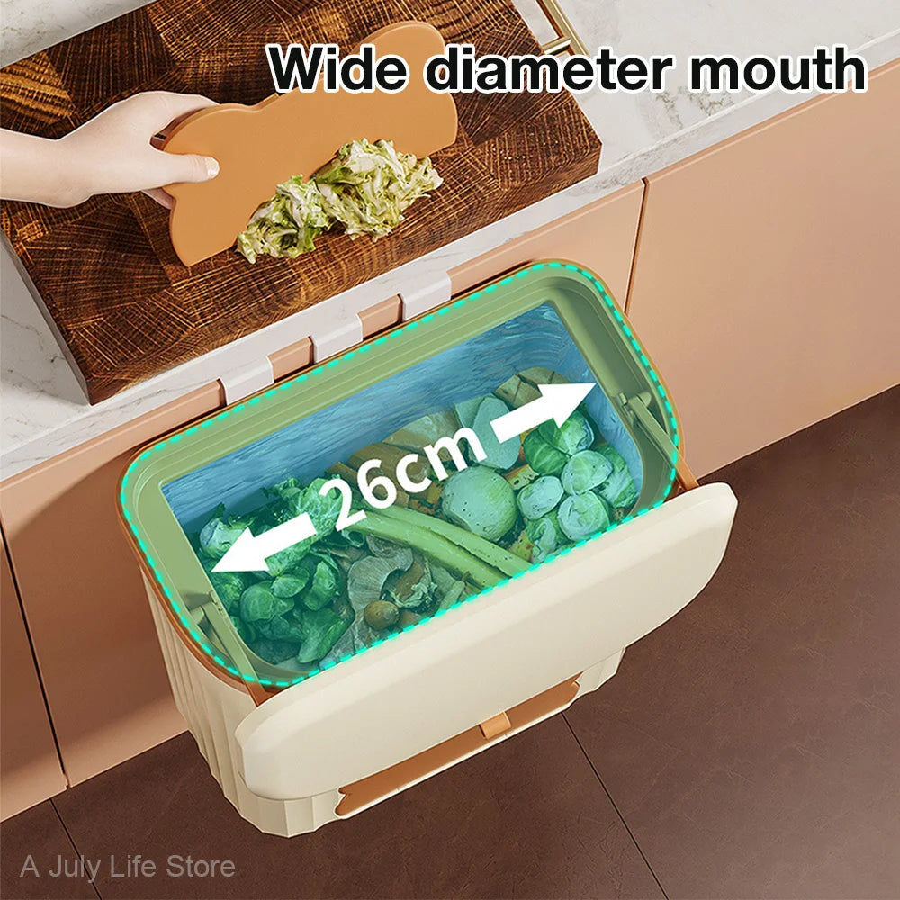 Purilite Select Wall Mounted Kitchen Trash Can with Lid - 8.5L/12L Under Sink Wastebasket for Bathroom and Cabinet Use