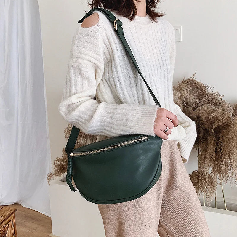 Purilite Women’s Fashion PU Leather Chest & Waist Bag