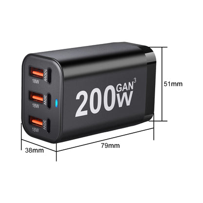Purilite Select 200W 6-Port GaN USB-C Fast Charger