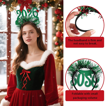 Purilite Select 2026 Christmas Star Color Strip Headband – Creative New Year’s Eve Party Accessory | Festive Digital Holiday Hairband for Women