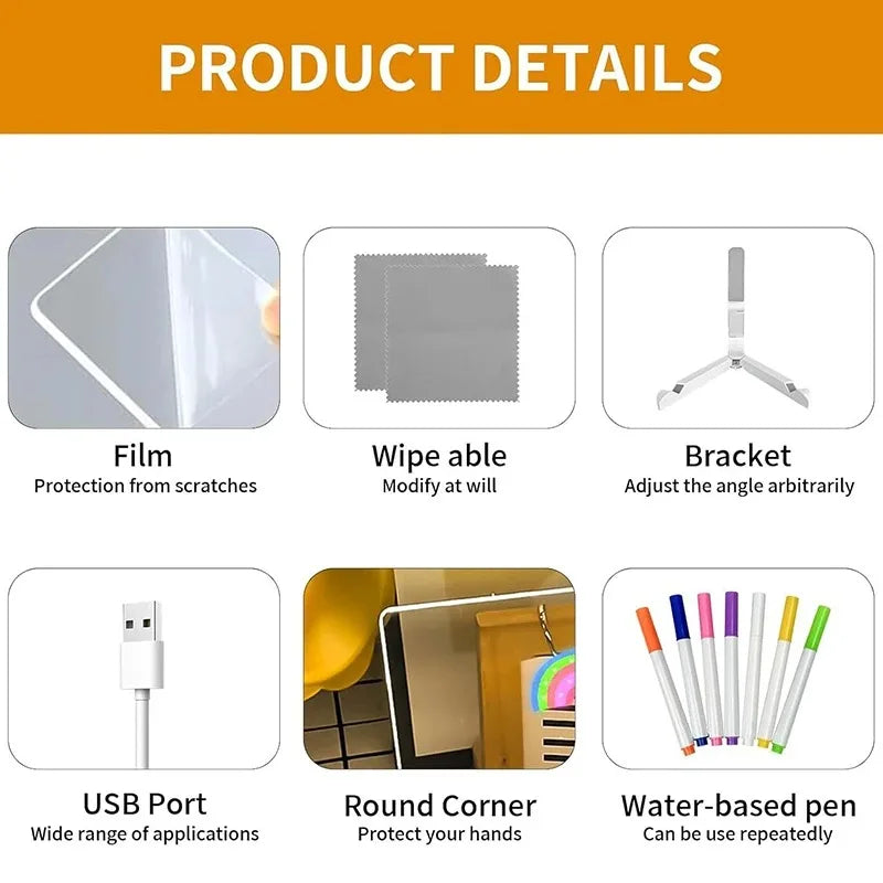 Purilite Select – Creative LED Note Board Night Light USB Rewritable Message Board with Warm Soft Light