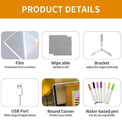 Purilite Select – Creative LED Note Board Night Light USB Rewritable Message Board with Warm Soft Light