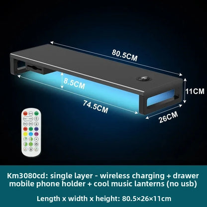 🖥️ Purilite Select™ Metal Monitor Riser with Dual-Layer Drawer & Wireless Charging