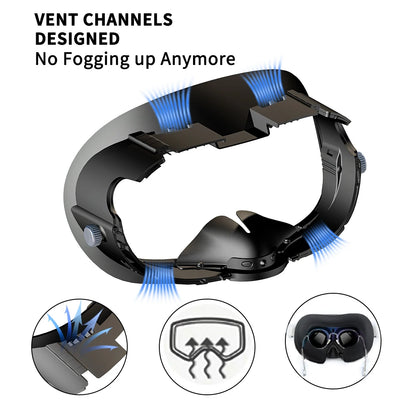 Purilite Select Adjustable VR Facial Interface & Face Pad Cushion – PU Leather Foam Replacement Bracket for Quest 3 Headset – Comfortable Fit & Sweat-Resistant Design