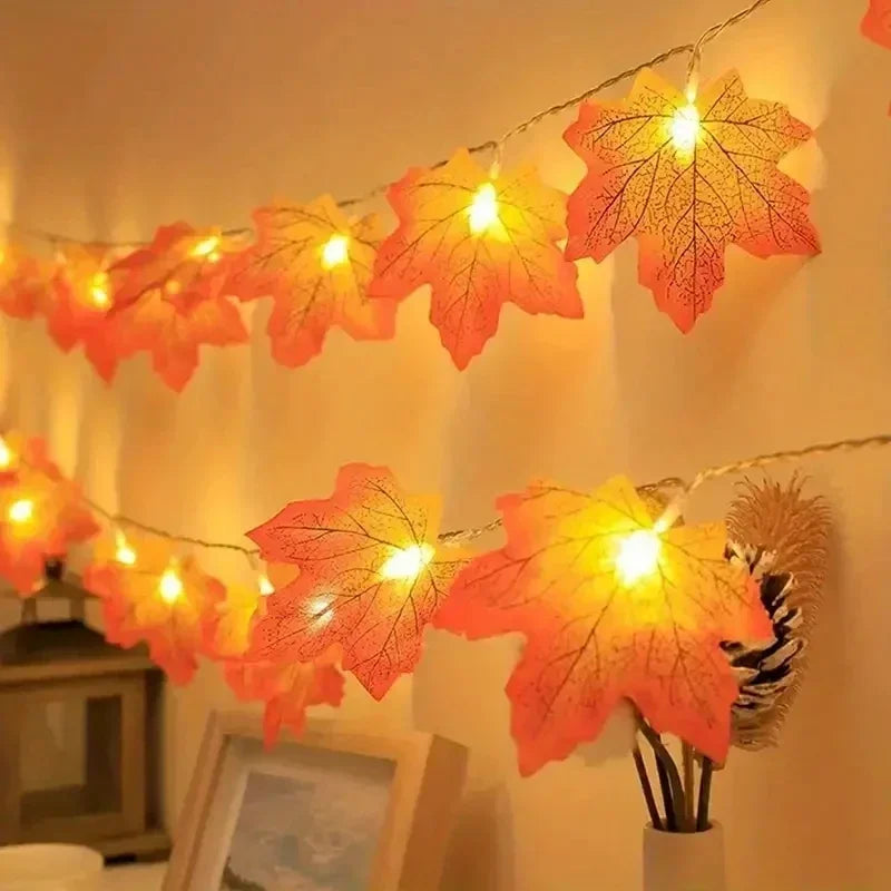 Purilite Select Maple Leaf String Lights – USB/Battery Powered | 10/20/40 LED Waterproof Lights for Halloween, Thanksgiving & Autumn Décor
