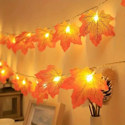 Purilite Select Maple Leaf String Lights – USB/Battery Powered | 10/20/40 LED Waterproof Lights for Halloween, Thanksgiving & Autumn Décor