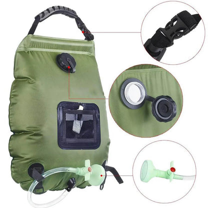 Purilite Select Solar Shower Bag 20L | Portable Outdoor Solar Heated Camping Shower