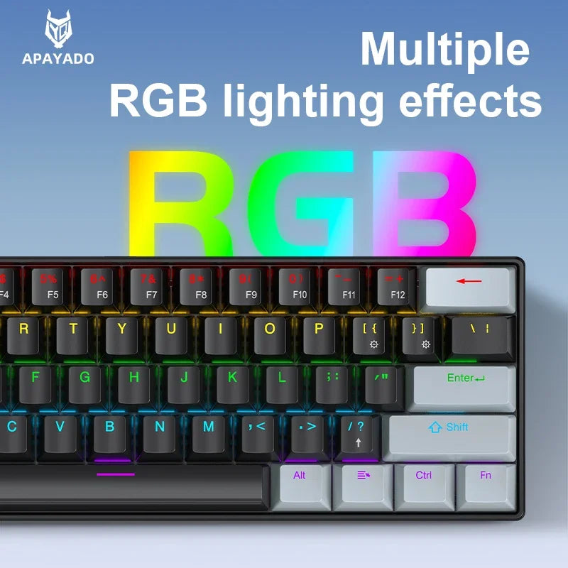 Purilite Select K61 Mini Wired Mechanical Keyboard – 60% Layout, RGB Backlit, Hot-Swappable