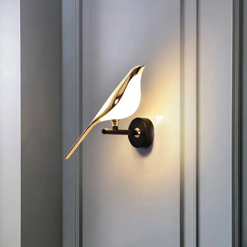 Purilite Select Nordic Golden Bird LED Light – Nordic Bird Wall Light – Modern Metal Bird Shaped Wall Lamp for Bedroom, Living Room, Bar & Bedside