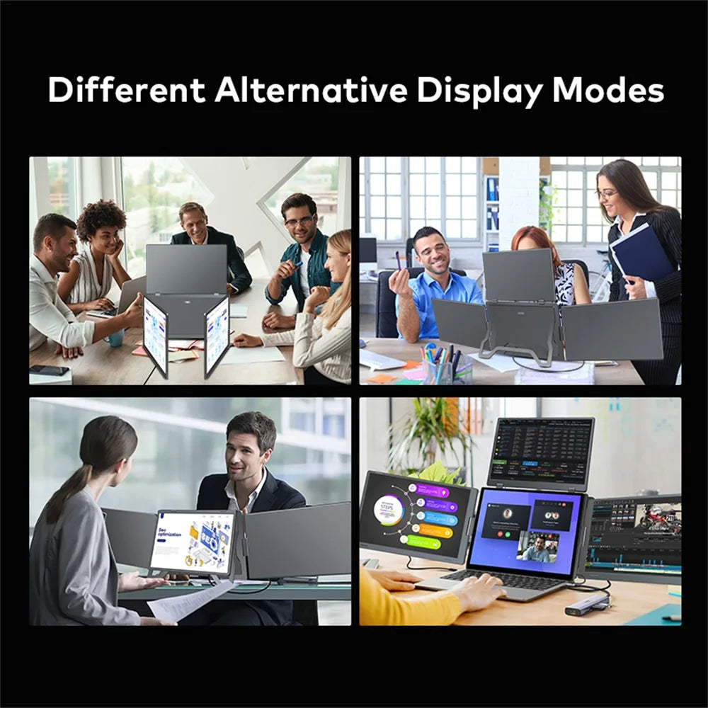 Purilite Select Triple Screen Portable Monitor for Laptop – 14 Inch FHD IPS LCD Display Extender with Type-C Connectivity, Adjustable Swivel Bracket, Secondary Screen for Work, Gaming, Travel, and Multitasking - PuriLite
