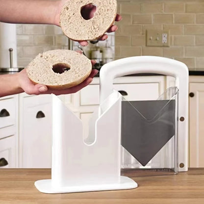 Original Bagel Guillotine Slicer Stainless Steel Blade Slicer Kitchen Baking Tools for Muffins, Rolls, Buns with Serrated Blade - PuriLite