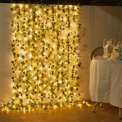Purilite Select Flower Green Leaf String Lights – Artificial Vine Fairy Lights | Battery Powered Garland for Christmas, Weddings & Home Decor