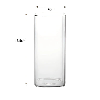 Purilite Select – Square Heat-Resistant Glass Coffee Cup with Lid &amp; Straw
