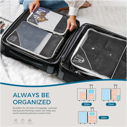 Purilite Select 6-Piece Travel Packing Cubes Set with Shoe Bag, Lightweight Luggage Organizer Bags for Suitcase, Wardrobe & Travel Storage