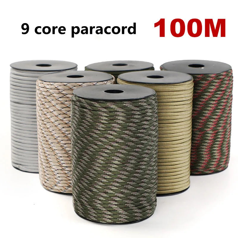 Purilite Select 550 Strength 9-Core Paracord Rope | Heavy Duty Outdoor Camping Survival Utility Cord 30M 50M 100M