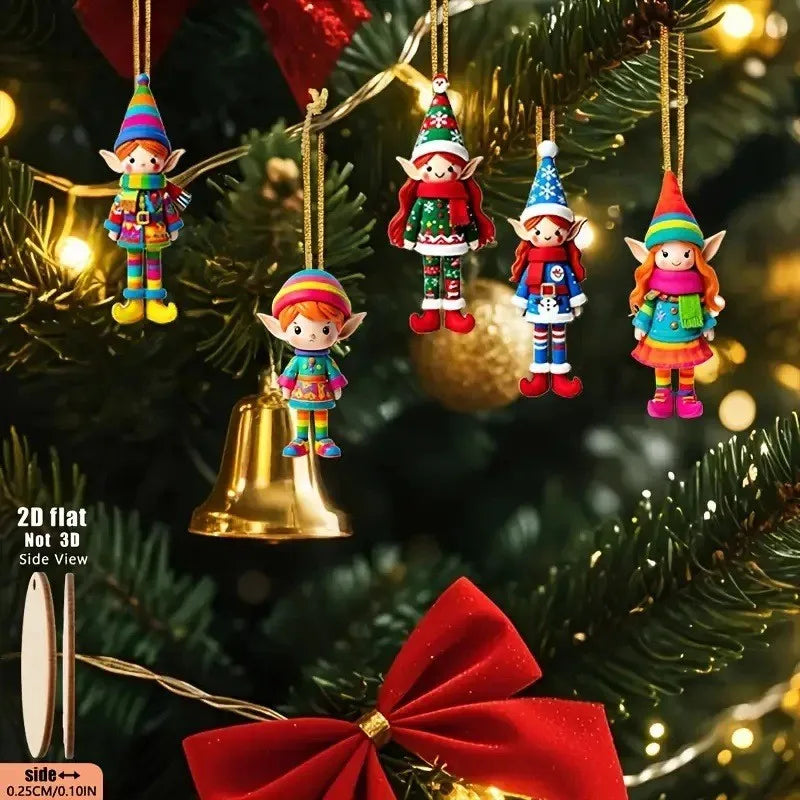 Purilite Select 8pcs Christmas Wooden Elf Ornaments – Festive Hanging Decorations for Tree, Home & Holiday Gifts 2026