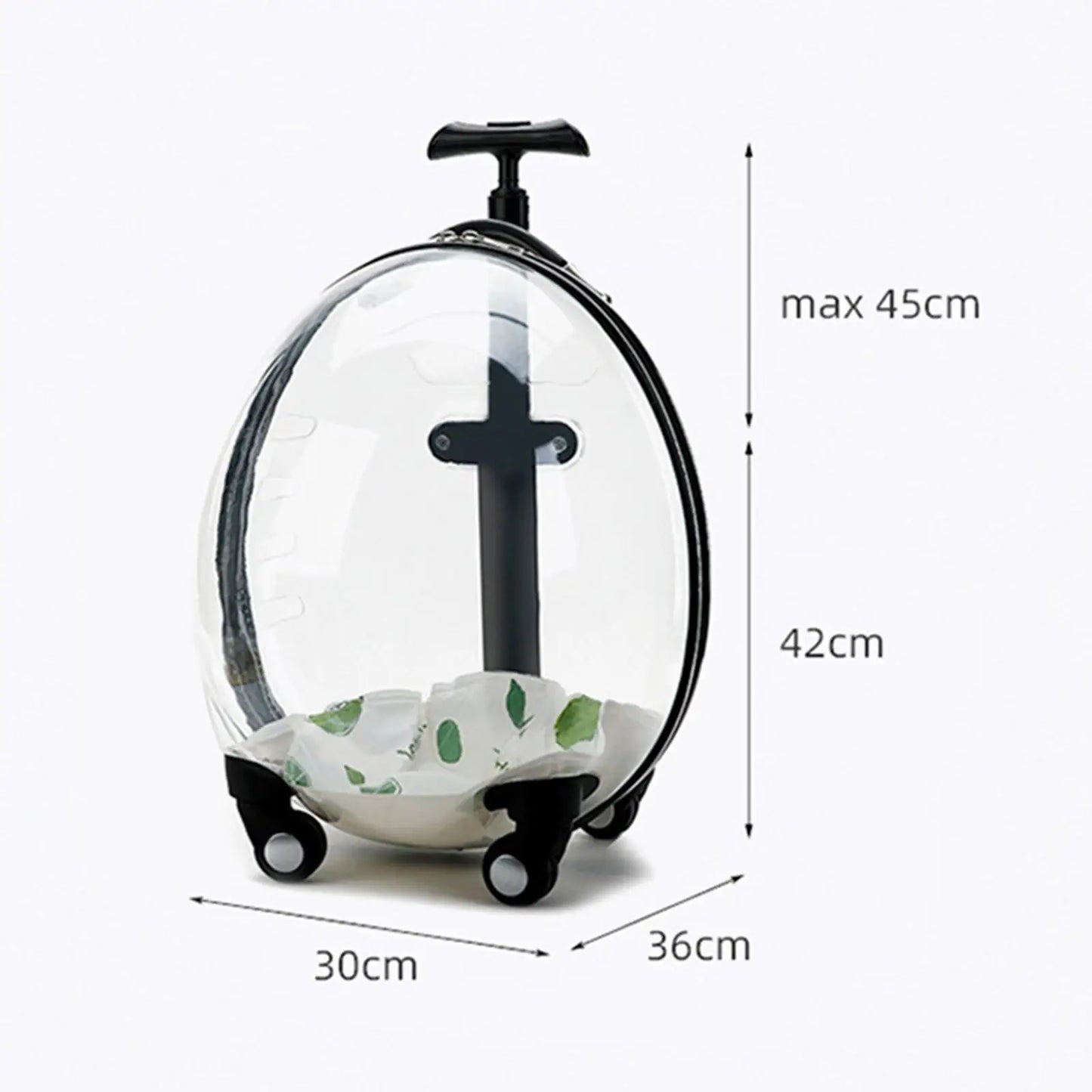 Purilite Select Transparent Pet Carrier Trolley Case – Rolling Cat Backpack Capsule for Travel, Walking & Outdoor Use - PuriLite