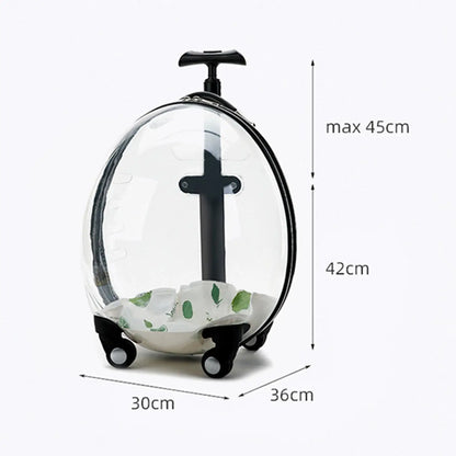 Purilite Select Transparent Pet Carrier Trolley Case – Rolling Cat Backpack Capsule for Travel, Walking & Outdoor Use - PuriLite