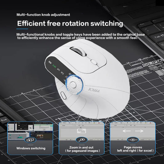 🖱️ Purilite Select – Wireless Vertical Ergonomic Mouse with OLED Display & Function Adjustment Knob