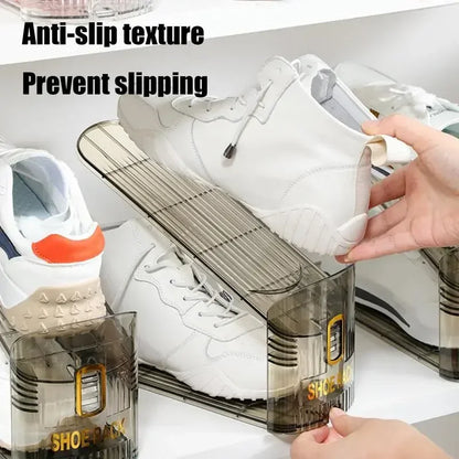 Purilite Select 10Pcs Adjustable Shoe Organizer | Footwear Support Slot | Space Saving Cabinet Closet Stand | Shoes Storage Rack | Shoebox Storage