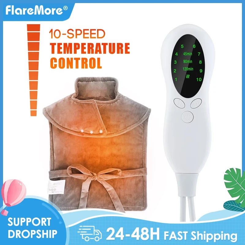 Purilite Select Electric Heating Pad Wrap Vest – Full Back, Neck & Shoulder Heating Shawl for Winter Comfort